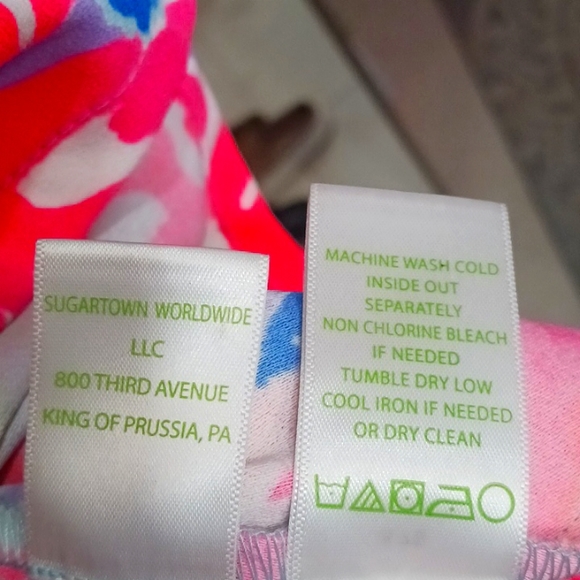 Lilly Pulitzer Donna Pink Blue Shift Romper with Side Ties Style 24784 Size 0. - Picture 6 of 6